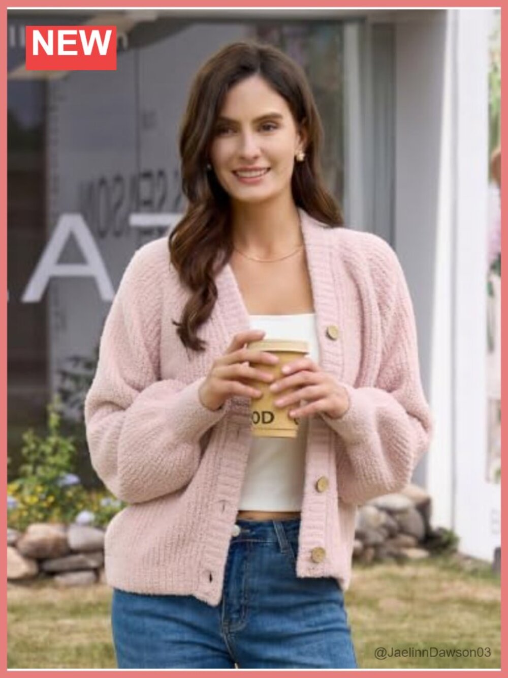 Open Front Ribbed Button Down Cardigan Long Sleeve - Picture 3 of 6